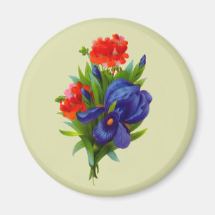  Blue Iris Flower Bouquet Magnet