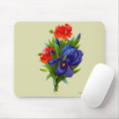  Blue Iris Flower Bouquet Mousepad Muismat (Met muis)