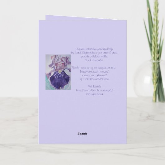 Blue Iris Flower Floral Congatulation art Kaart (Achterkant)