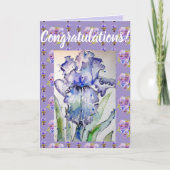 Blue Iris Flower Floral Congatulation art Kaart (Voorkant)