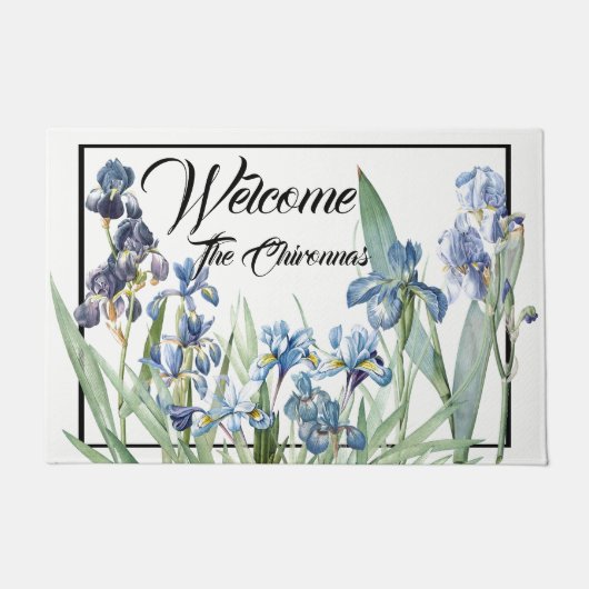 Blue Iris Flower Garden Welcome Doormat Deurmat (Voorkant)