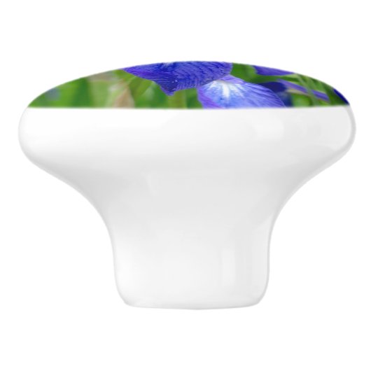 Blue Iris Flower Knob Keramische Knop (Zijkant)