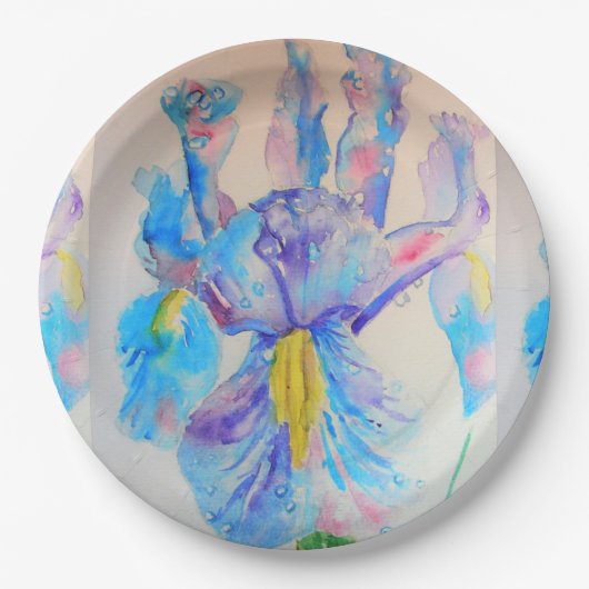 Blue Iris Flower Pattern Paper Party Bord (Voorkant)