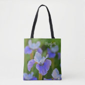 Blue Iris Flower Portret Botanische foto Tote Bag (Voorkant)