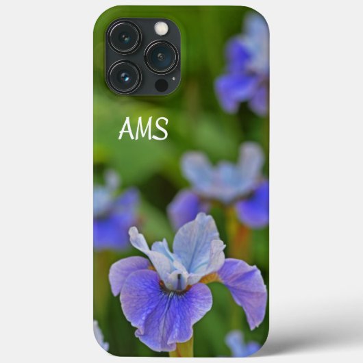 Blue Iris Flower Portret Personalized Initialen Case-Mate iPhone Case (Achterkant)
