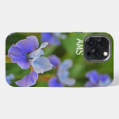 Blue Iris Flower Portret Personalized Initialen iPhone Hoesje (Achterkant horizontaal)