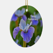 Blue Iris Flower Portret Personalized Jubileum Keramisch Ornament (Rechts)