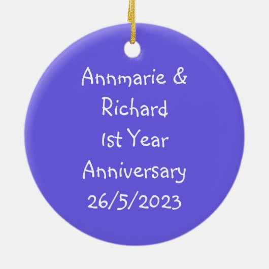 Blue Iris Flower Portret Personalized Jubileum Keramisch Ornament (Achterkant)