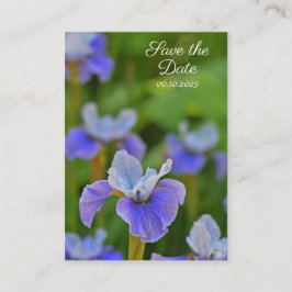 Blue Iris Flower Portret Save the Date Informatiekaartje