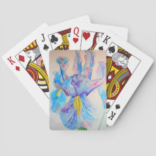 Blue Iris Flower Waterverf-afspeelkaartset Pokerkaarten