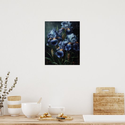Blue Iris Flowers Art Print Poster (Keuken)
