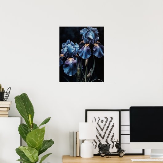 Blue Iris Flowers Art Print Poster (Thuiskantoor)