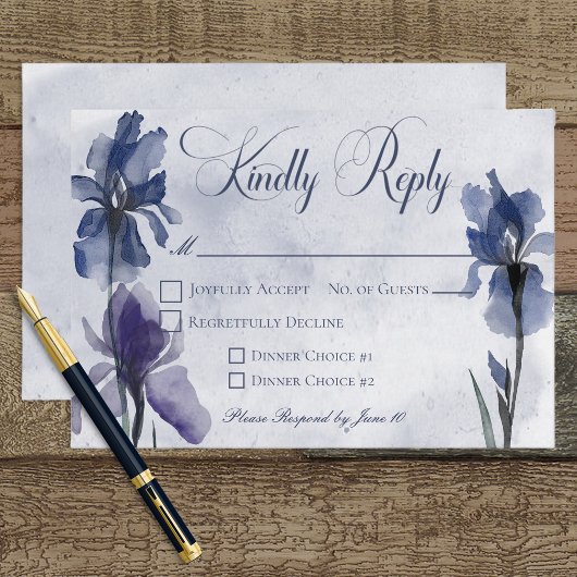 Blue Iris Flowers Blue Modern Response Kaart
