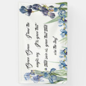 Blue Iris Flowers Gods Grace Poem Christelijke ban Spandoek (Verticaal)
