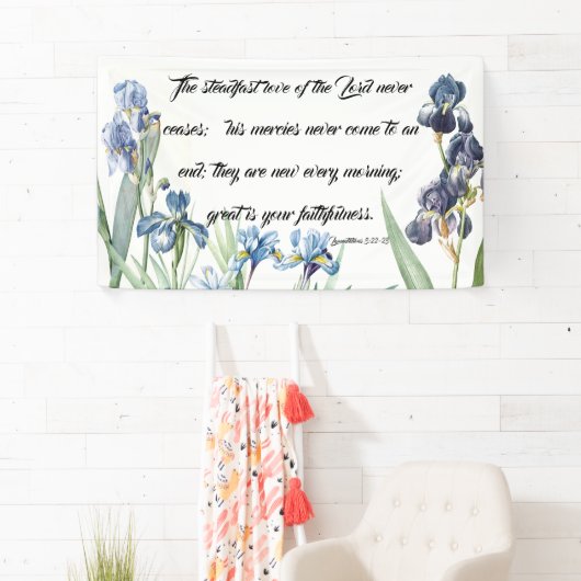 Blue Iris Flowers Gods Love Christelijk Banner (Insitu)