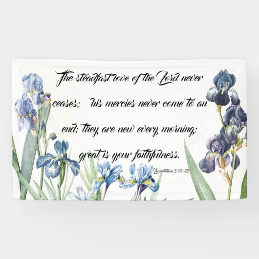 Blue Iris Flowers Gods Love Christelijk Banner (Horizontaal)