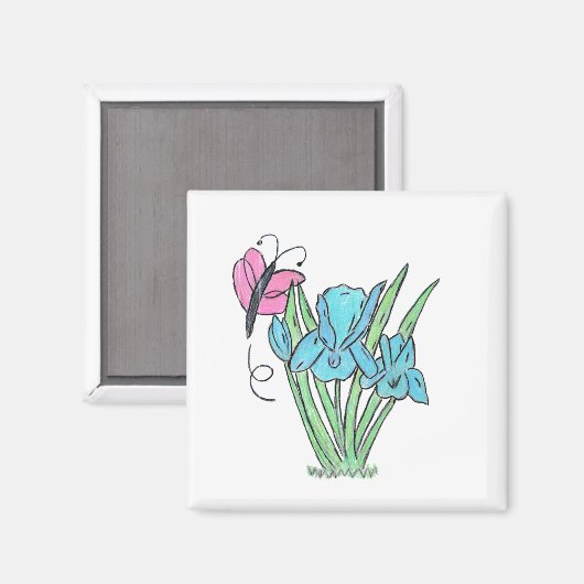 Blue Iris Flowers Magneet (Voorkant / Achterkant)
