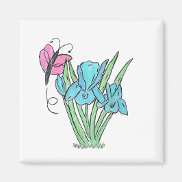 Blue Iris Flowers Magneet