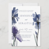 Blue Iris Flowers Wedding Invitation Kaart (Voorkant)