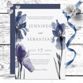 Blue Iris Flowers Wedding Invitation Kaart
