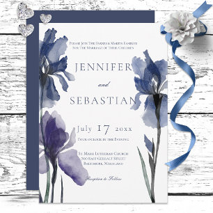 Blue Iris Flowers Wedding Invitation Kaart