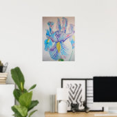 Blue Iris Irises Floral Flowers Waterverf Poster (Thuiskantoor)