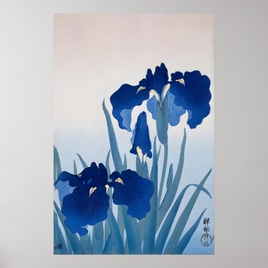 Blue Iris Japanese Fine Art Print Floral Wall (Voorkant)