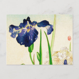 Blue Iris - Japanse waterverf afdrukken Briefkaart