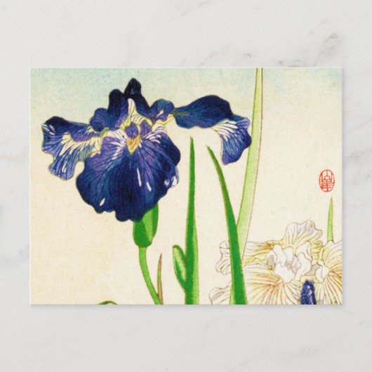 Blue Iris - Japanse waterverf afdrukken Briefkaart (Voorkant)
