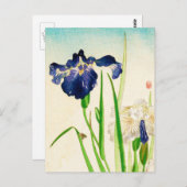 Blue Iris - Japanse waterverf afdrukken Briefkaart (Voorkant / Achterkant)
