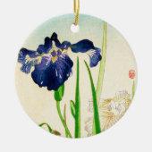 Blue Iris - Japanse waterverf afdrukken Keramisch Ornament (Voorkant)