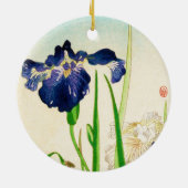 Blue Iris - Japanse waterverf afdrukken Keramisch Ornament (Achterkant)