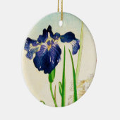 Blue Iris - Japanse waterverf afdrukken Keramisch Ornament (Rechts)