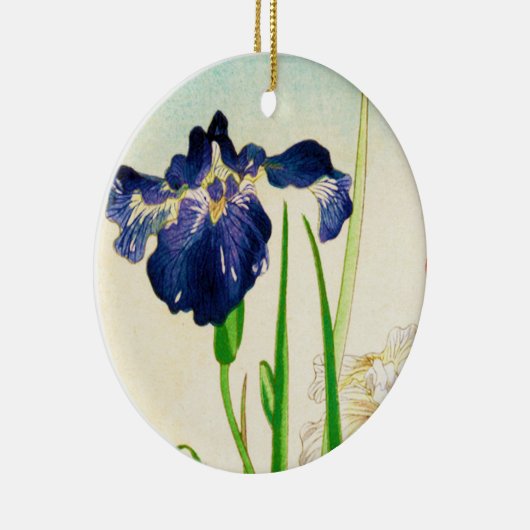 Blue Iris - Japanse waterverf afdrukken Keramisch Ornament (Rechts)
