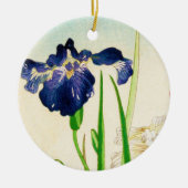 Blue Iris - Japanse waterverf afdrukken Keramisch Ornament (Voorkant)