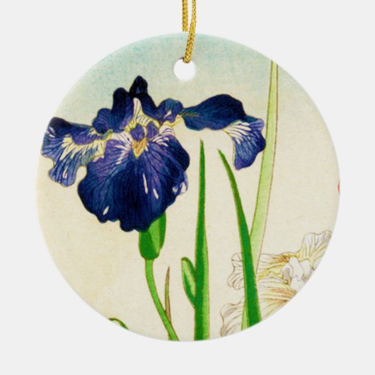 Blue Iris - Japanse waterverf afdrukken Keramisch Ornament (Voorkant)