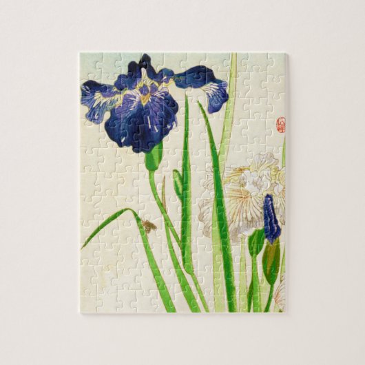 Blue Iris - Japanse waterverf afdrukken Legpuzzel (Verticaal)