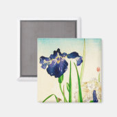 Blue Iris - Japanse waterverf afdrukken Magneet (Voorkant / Achterkant)