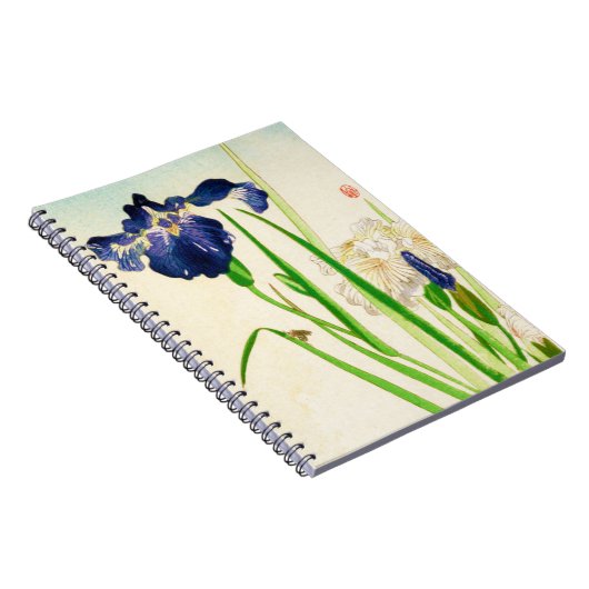 Blue Iris - Japanse waterverf afdrukken Notitieboek (Rechterzijde)