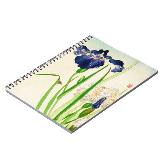 Blue Iris - Japanse waterverf afdrukken Notitieboek (Linkerzijde)