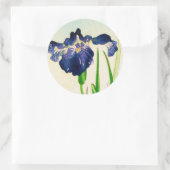 Blue Iris - Japanse waterverf afdrukken Ronde Sticker (Tas)