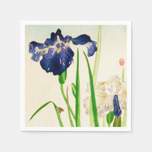 Blue Iris - Japanse waterverf afdrukken Servet (Voorkant)