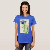 Blue Iris - Japanse waterverf afdrukken T-shirt (Voorkant volledig)