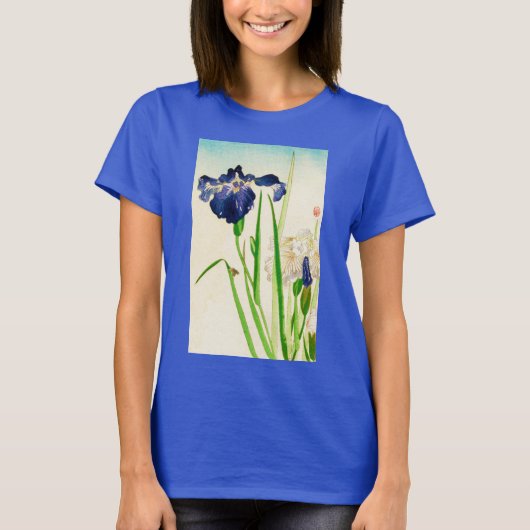 Blue Iris - Japanse waterverf afdrukken T-shirt (Voorkant)