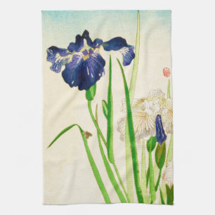 Blue Iris - Japanse waterverf afdrukken Theedoek