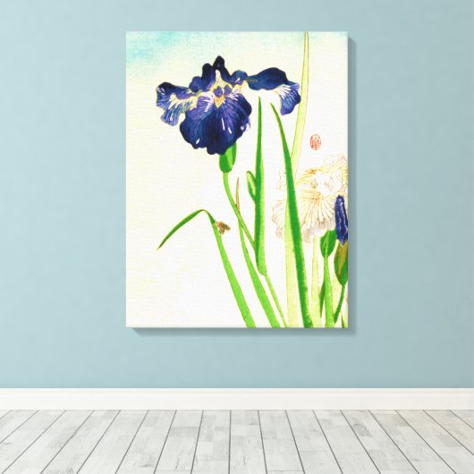 Blue Iris Japanse Waterverf Canvas Afdruk (Insitu (Houten vloer))