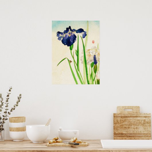 Blue Iris Japanse Waterverf Poster (Keuken)