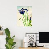 Blue Iris Japanse Waterverf Poster (Thuiskantoor)