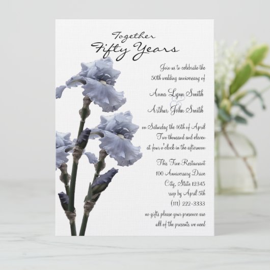 Blue Iris Jubileum Kaart (Staand voorkant)