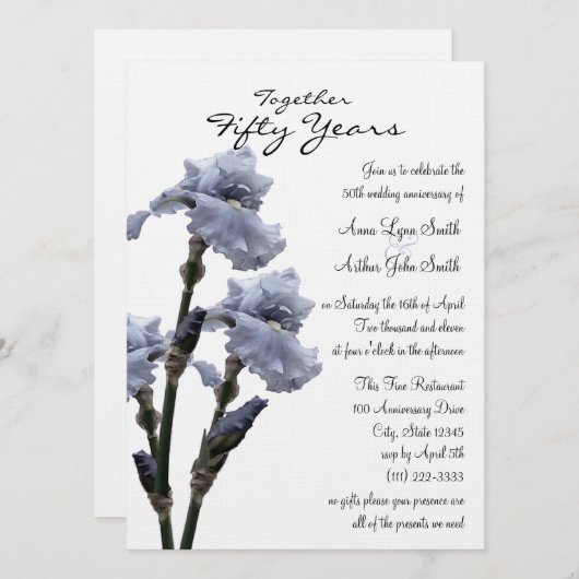 Blue Iris Jubileum Kaart (Voorkant / Achterkant)